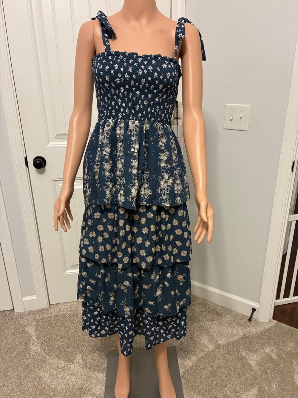Tiered Navy Floral Sundress by MightDoll.